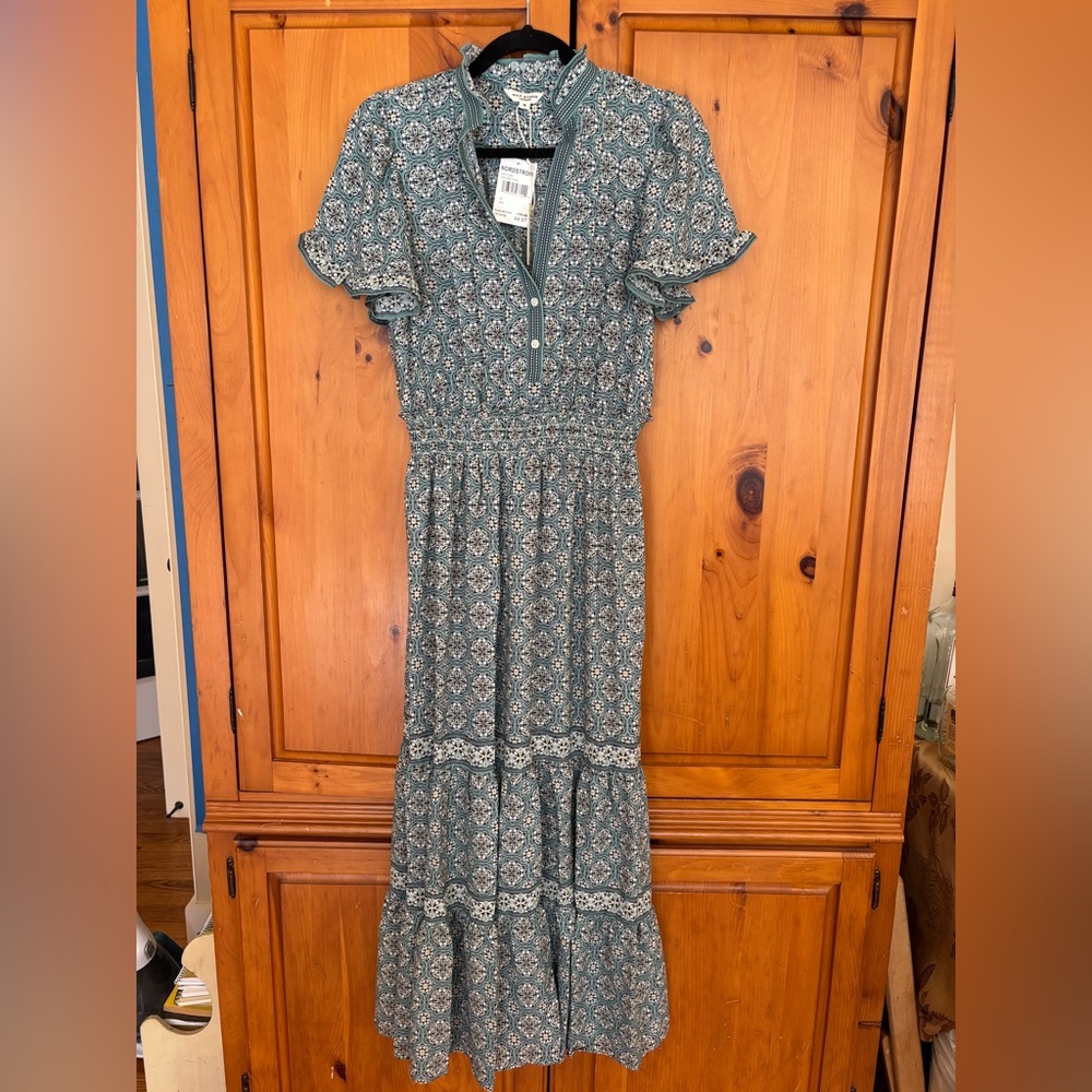 Nordstrom Teal Patterned Maxi Dress